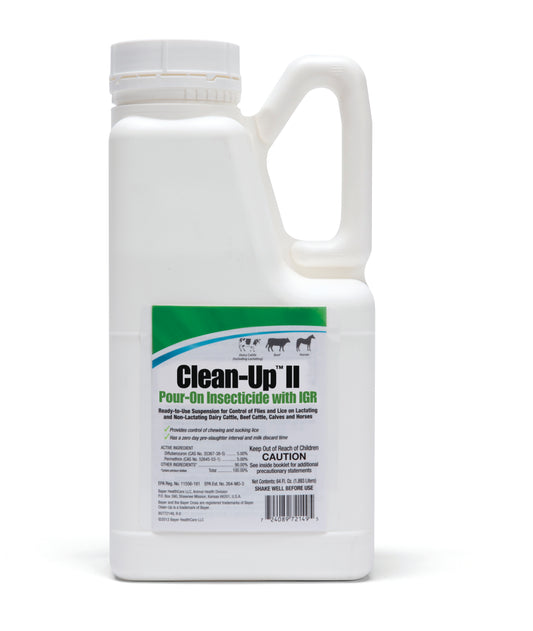 Elanco Clean-Up II Pour-On Insecticide with IGR 1/2 Gallon for Cattle & Horses