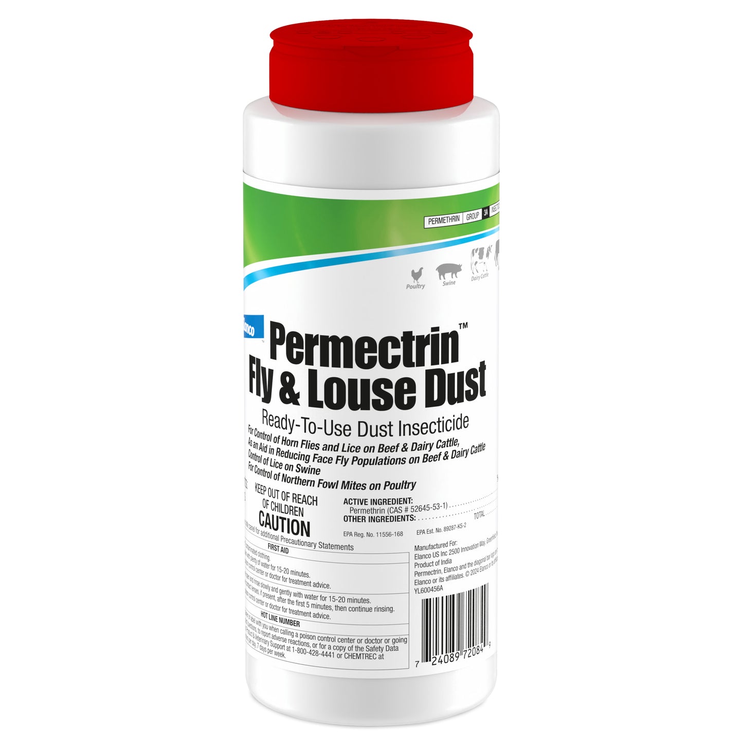 Elanco Permectrin Fly & Louse Dust | Controls Flies, Lice & Mites On Cattle & Poultry | 2 lb.