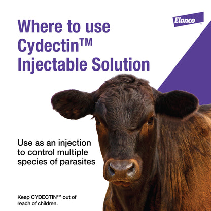 Elanco Cydectin Injectable Cattle Dewormer – Moxidectin, 500 mL