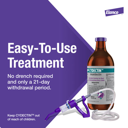 Elanco Cydectin Injectable Cattle Dewormer – Moxidectin, 500 mL