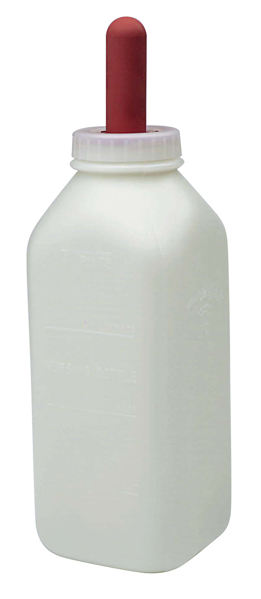 Little Giant Nursing Bottle with Screw-On Nipple | Plastic Calf Feeding Bottle | 2 QT