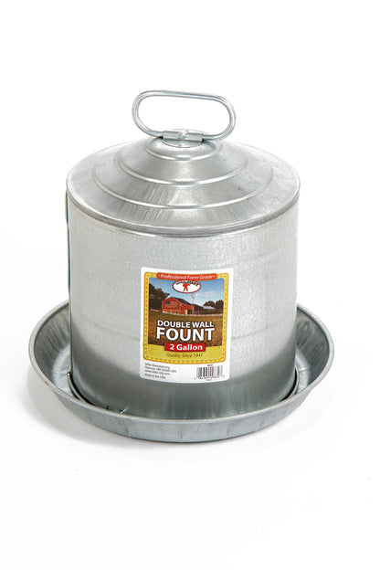 Little Giant Double Wall Metal Poultry Fount | Galvanized Steel Chicken Waterer