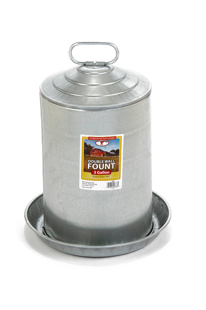 Little Giant Double Wall Metal Poultry Fount | Galvanized Steel Chicken Waterer