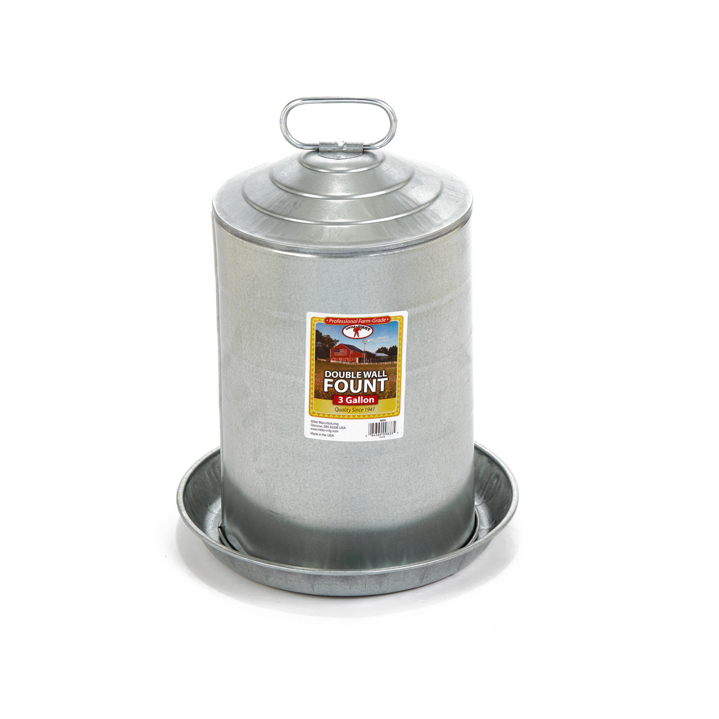 Little Giant Double Wall Metal Poultry Fount | Galvanized Steel Chicken Waterer