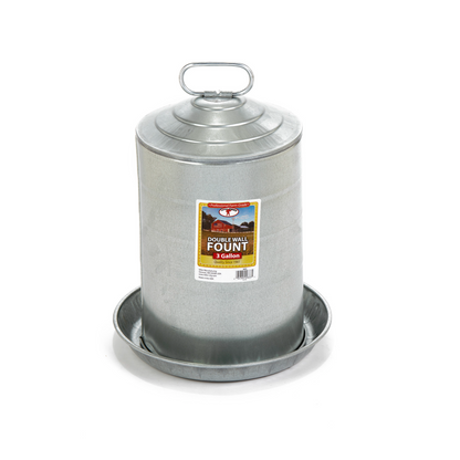 Little Giant Double Wall Metal Poultry Fount | Galvanized Steel Chicken Waterer