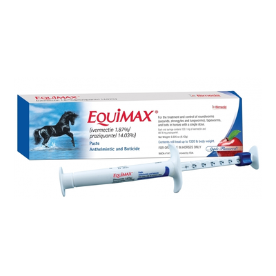 Equimax Horse Dewormer Paste | Ivermectin 1.87% & Praziquantel 14.03% | Apple Flavor | 1320 lb Dose