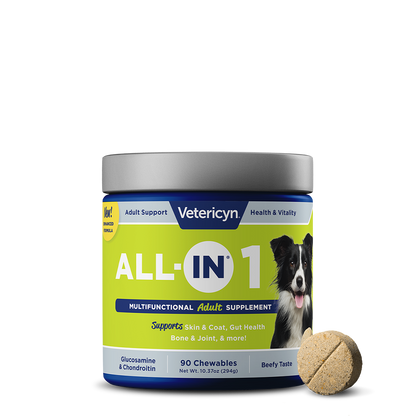 Vetericyn ALL-IN Adult Dog Supplement | 90 Chewables | Daily Joint, Muscle, Digestive & Immune Support