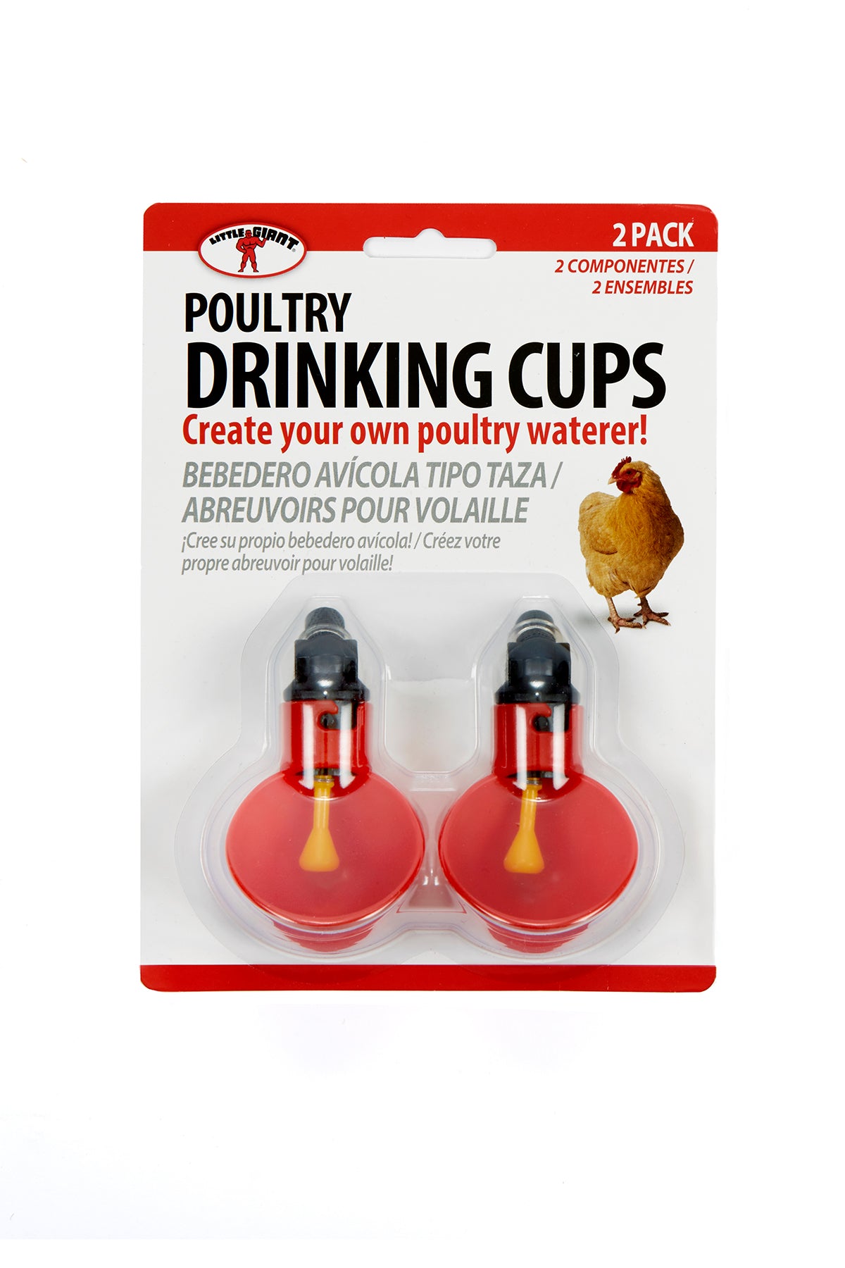 Little Giant Chicken Drinking Cups | Plastic Screw-In Waterer Cups | 2 Pack