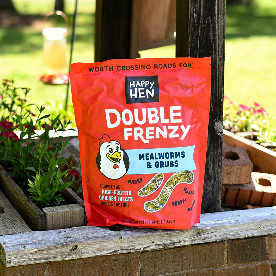Happy Hen Double Frenzy | 50/50 Mealworm & Soldier Fly Larvae Treat for Chickens | 30 oz