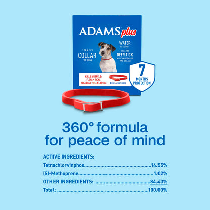 Adams Plus Flea & Tick Collar for Dogs | Water-Resistant | 7-Month Protection