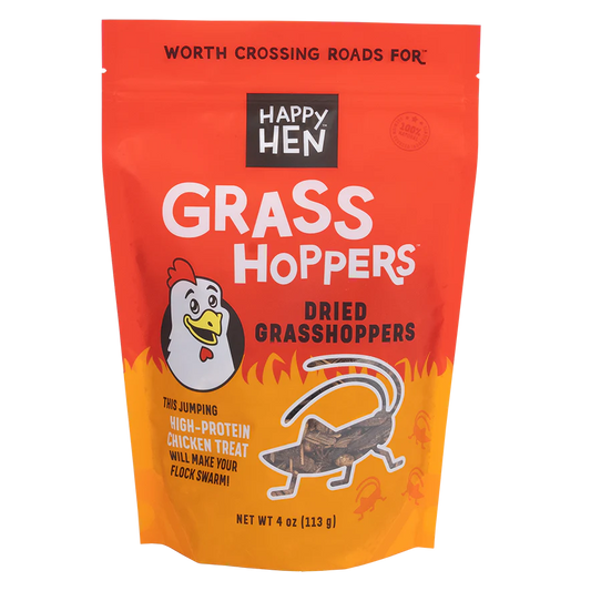 Happy Hen Grass Hoppers | All-Natural Dried Grasshoppers for Chickens | 4 oz Bag