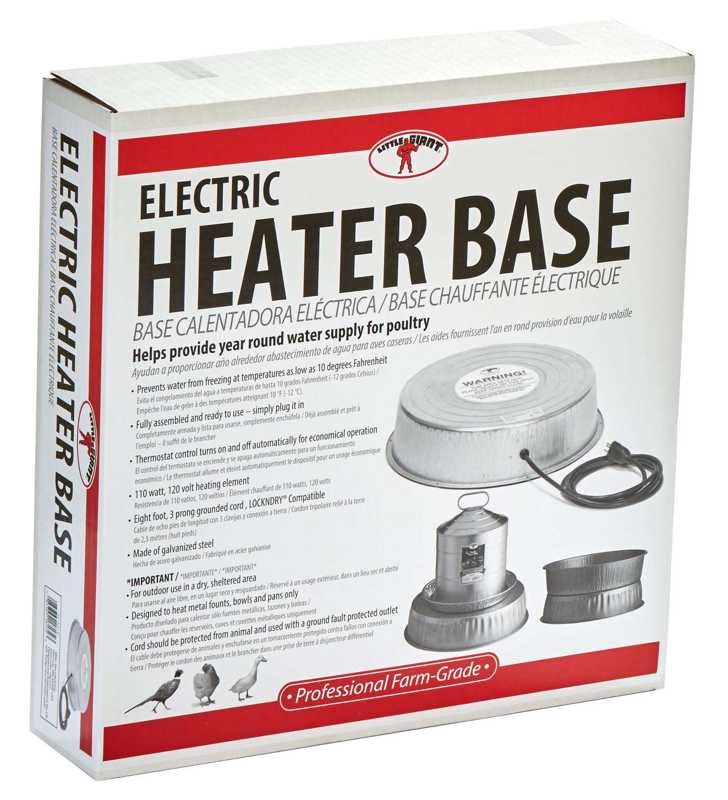 Little Giant Water Heater Base 110W | Galvanized Steel Poultry & Pet Waterer Accessory