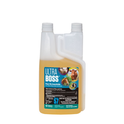 Merck Ultra Boss Pour-On Insecticide – Cattle, Sheep, Goats & Horses | 5% Permethrin, 5% PBO