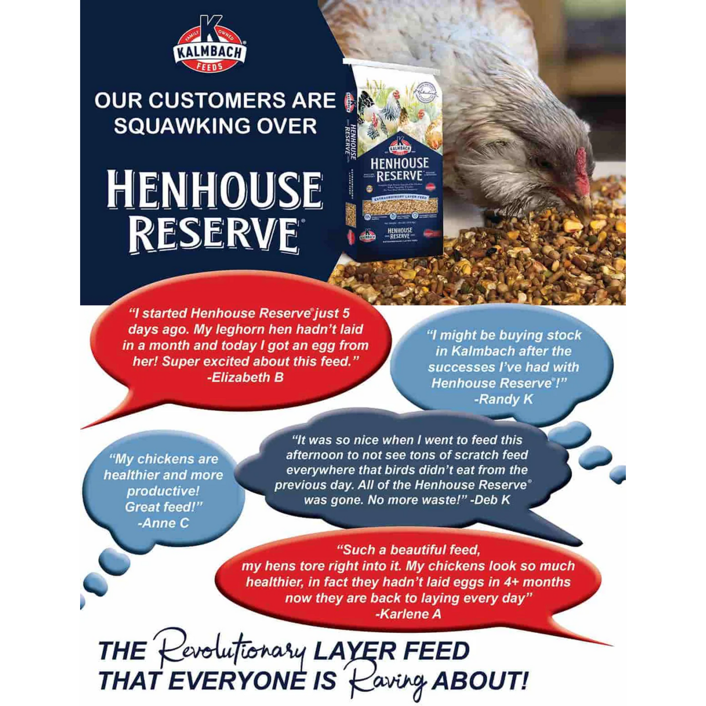 Kalmbach Hen House Reserve 18% Protein Chicken & Duck Layer Feed 50 lb