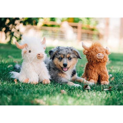 Multipet Highland Cow Dog Toy | 8" Plush Squeaker Toy for Dogs