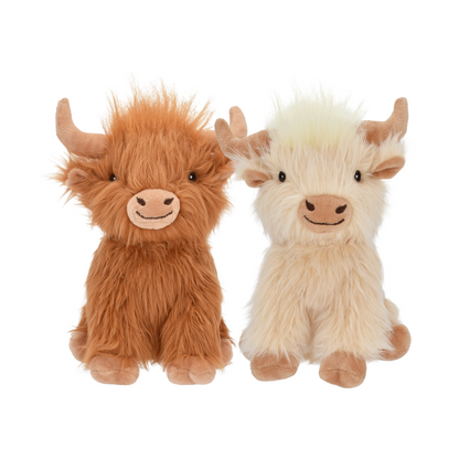 Multipet Highland Cow Dog Toy | 8" Plush Squeaker Toy for Dogs