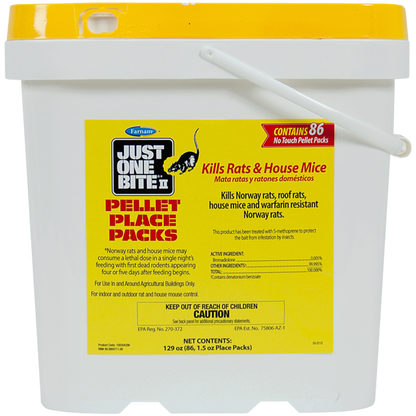 Just One Bite II Place Packs | Pellet Rodent Bait | 86 Packs - 8 lb