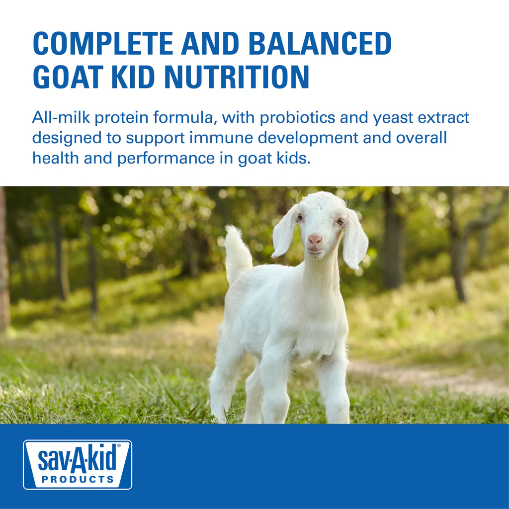 Sav-A-Kid Milk Replacer | 23% Protein & 26% Fat Nutrition for Goat Kids | 8 lb Pouch