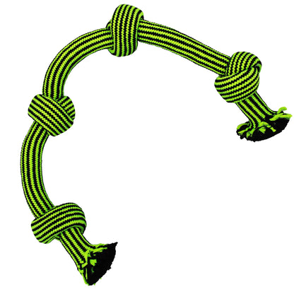 Jolly Pets Knot-N-Chew Rope Dog Toy | Cleans Teeth & Reduces Stress | Green & Black