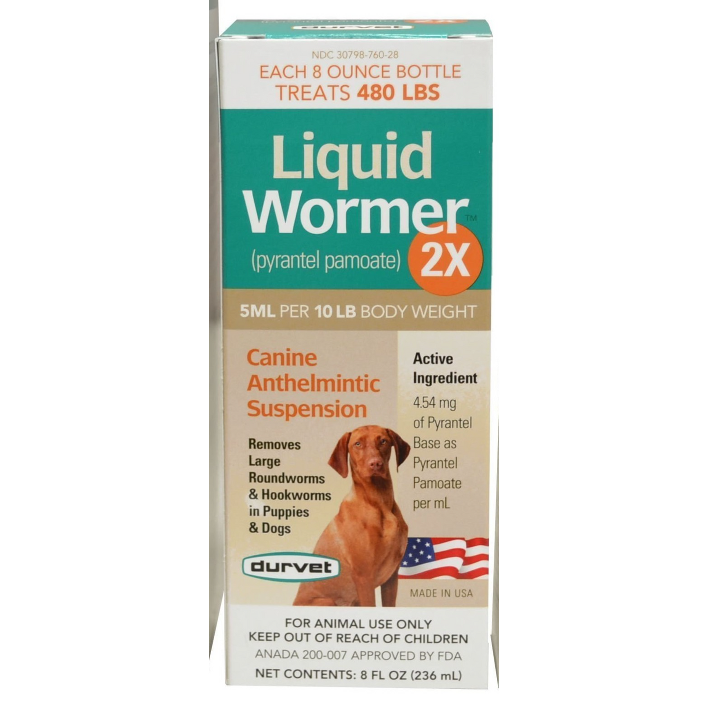 Durvet Liquid Wormer 2X | Puppy & Dog Roundworm & Hookworm Treatment