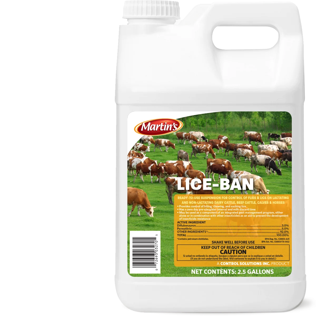 Martins Lice-Ban Pour-On | Fly & Lice Control for Cattle & Horses | 2.5 Gallon