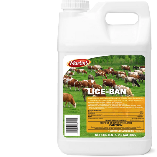 Martins Lice-Ban Pour-On | Fly & Lice Control for Cattle & Horses | 2.5 Gallon
