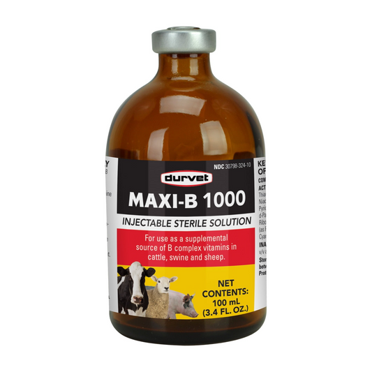 Durvet Maxi-B 1000 – High Vitamin B Energy for Cattle, Sheep & Swine