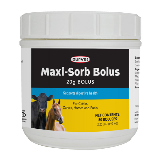 Durvet Maxi-Sorb Bolus | Digestive Health Support for Cattle & Horses