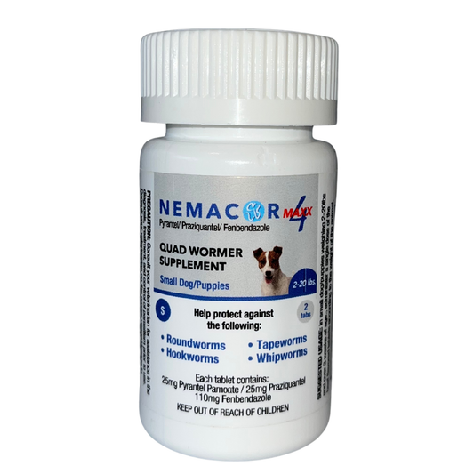 Nemacor Max 4 Dewormer for Dogs | Single-Dose Tablets for Roundworms, Hookworms, Tapeworms & Whipworms