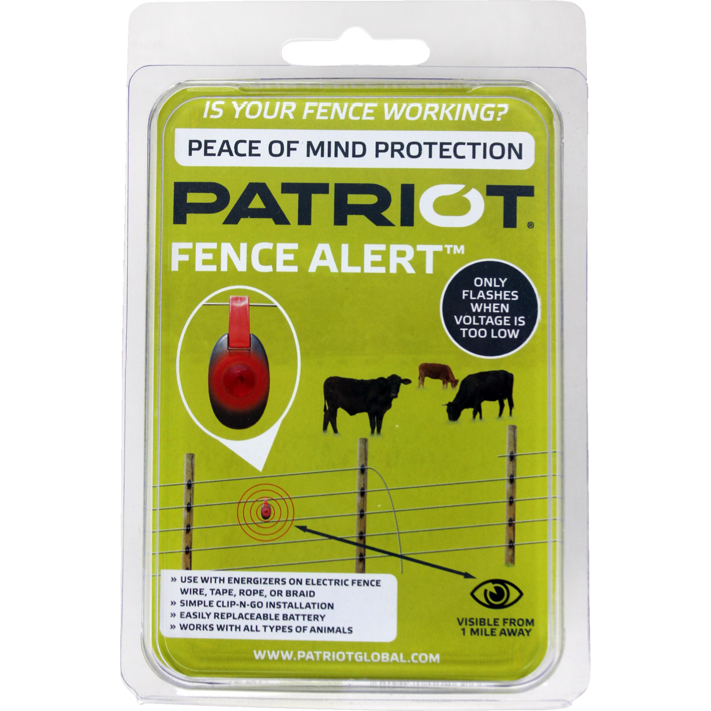 Patriot Electric Fence Alert Warning Light | Indicates Low Voltage Issue