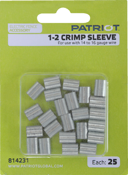 Patriot Fence Crimp Sleeve 1-2 - 25pk for 14.5-19.5ga Wire