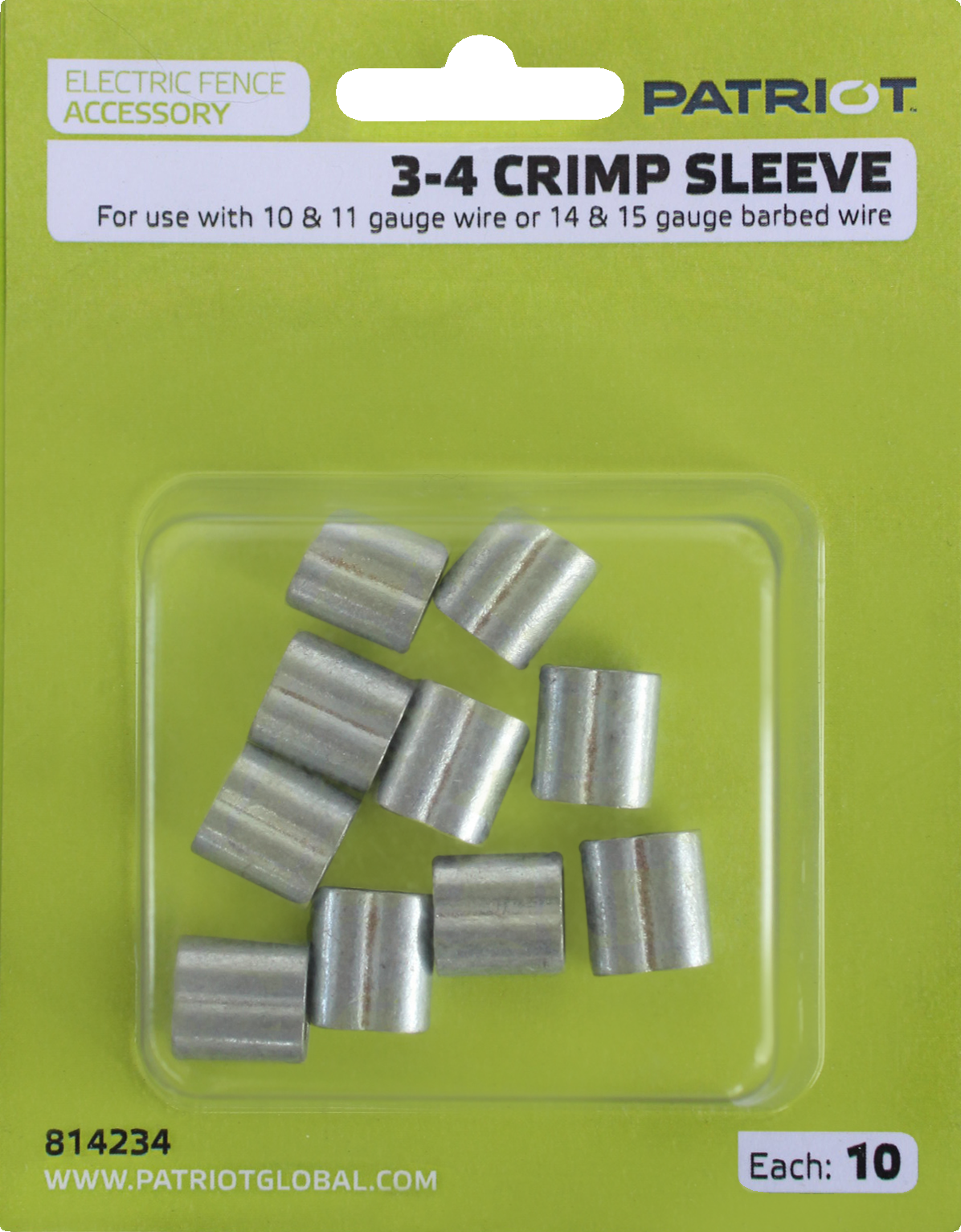 Patriot Fence Crimp Sleeve 3-4 - 25pk for 14-15 Gauge Barbed Wire