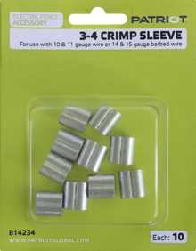 Patriot Fence Crimp Sleeve 3-4 - 25pk for 14-15 Gauge Barbed Wire