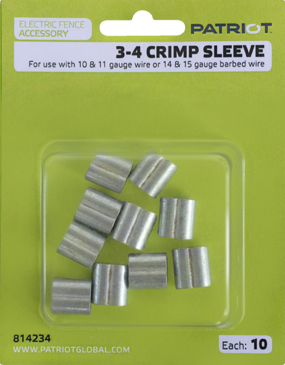 Patriot Fence Crimp Sleeve 3-4 - 25pk for 14-15 Gauge Barbed Wire