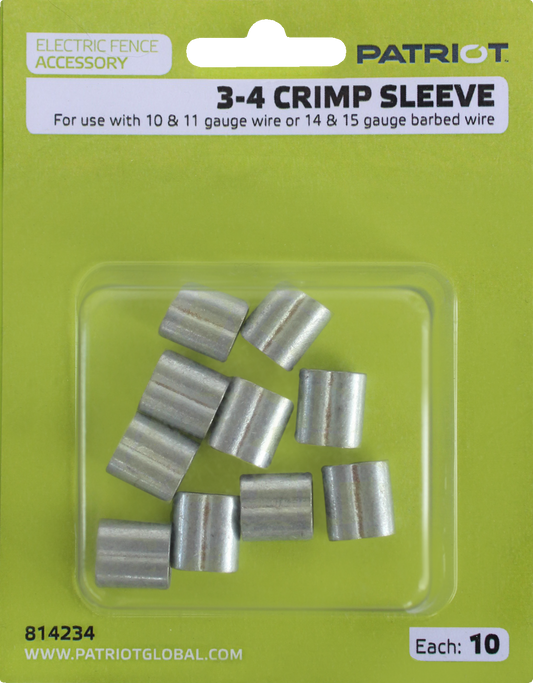 Patriot Fence Crimp Sleeve 3-4 - 25pk for 14-15 Gauge Barbed Wire
