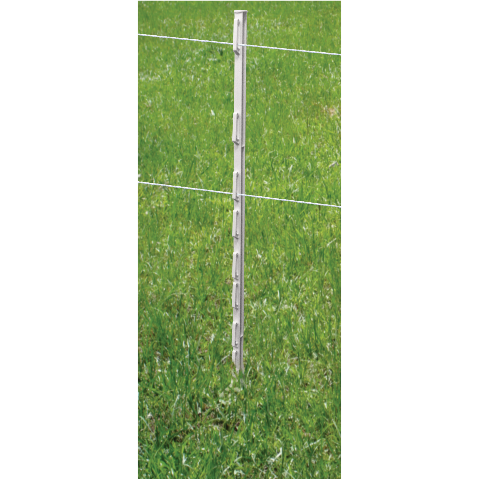 Patriot White Step-In Fence Post | Heavy-Duty Plastic with Metal Spike