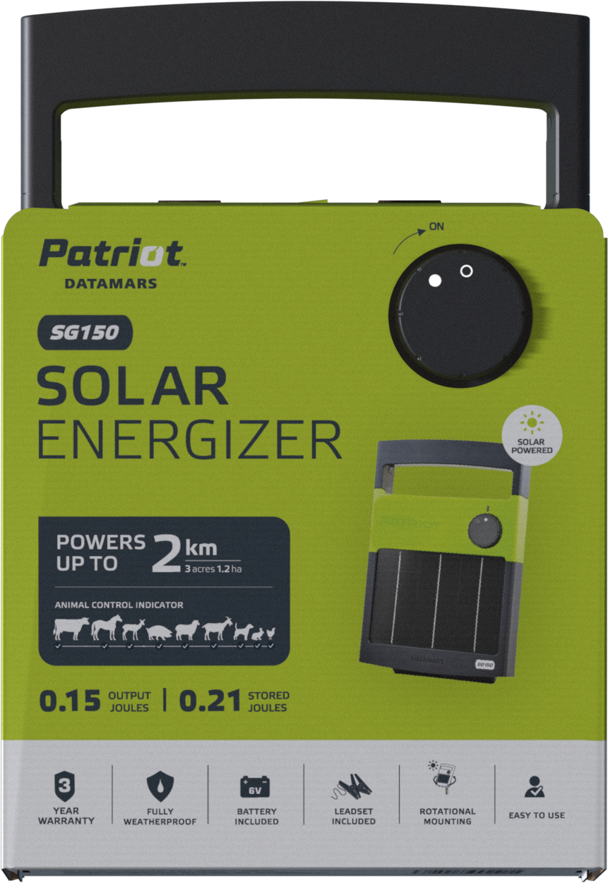 Patriot SG150 Solar Electric Fence Charger - 6V Battery, .15J, 12 Mile