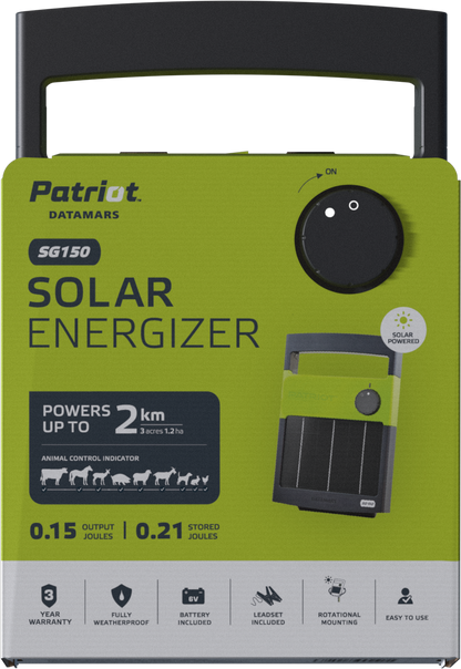 Patriot SG150 Solar Electric Fence Charger - 6V Battery, .15J, 12 Mile