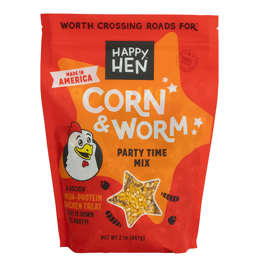 Happy Hen Party Time Mix | Corn and Worm Treat for Chickens | 2 lb
