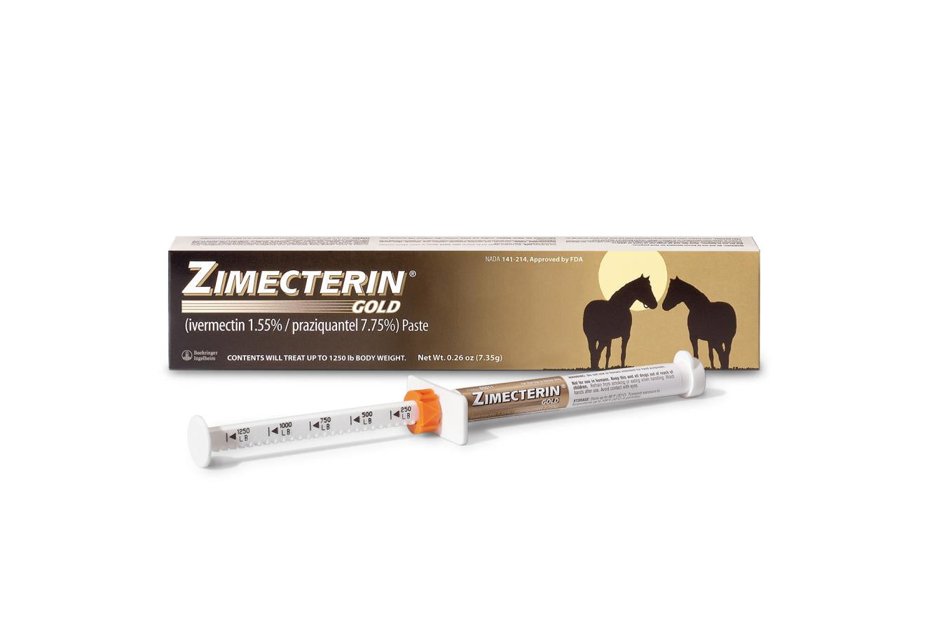 Zimecterin Gold Horse Dewormer Paste | Ivermectin & Praziquantel | 1250 lb. Dose