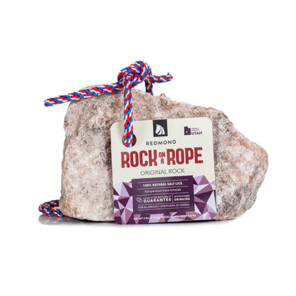 Redmond Rock On A Rope Natural Horse Salt Lick | Mineral Rock for Hydration & Balance | 3 lb.