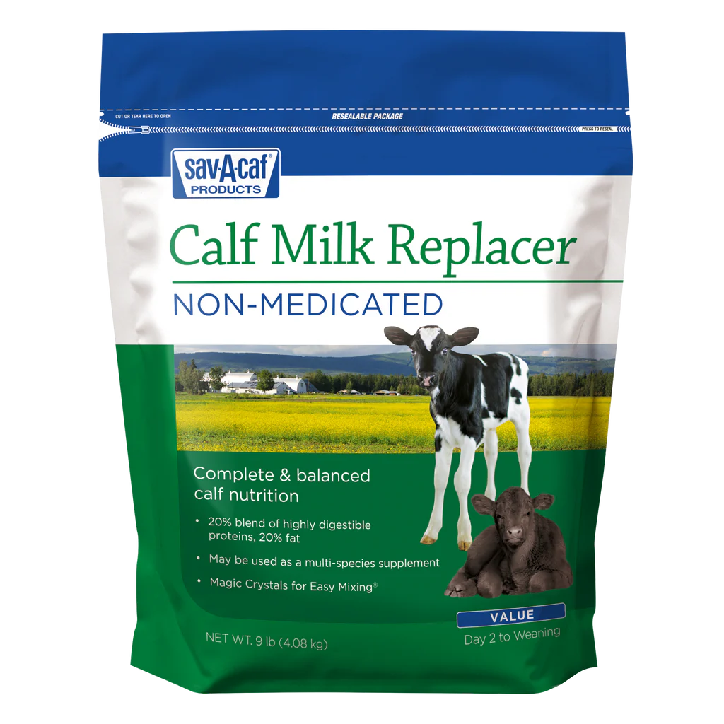Sav-A-Caf Value Calf Milk Replacer Non-Medicated | 20% Protein & 20% Fat Nutrition | 9 lb Bag