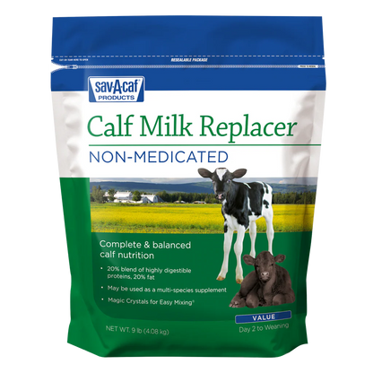 Sav-A-Caf Value Calf Milk Replacer Non-Medicated | 20% Protein & 20% Fat Nutrition | 9 lb Bag
