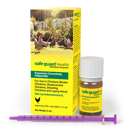Merck SAFE-GUARD AquaSol Chicken Dewormer | Fenbendazole Oral Suspension | 3 mL