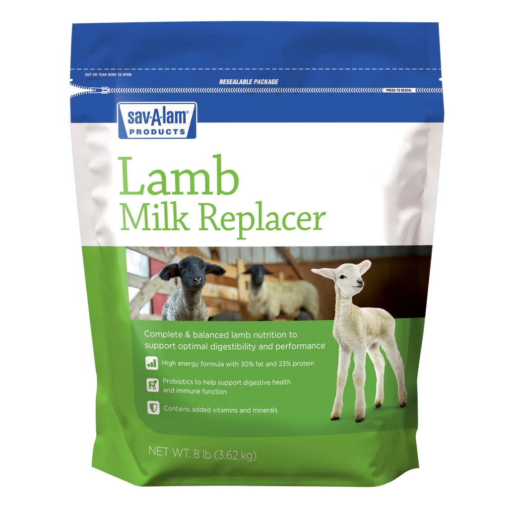 Sav-A-Lamb Milk Replacer | 23% Protein & 30% Fat Nutrition for Lambs | 8 lb Pouch