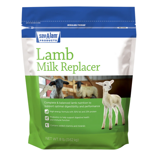 Sav-A-Lamb Milk Replacer | 23% Protein & 30% Fat Nutrition for Lambs | 8 lb Pouch