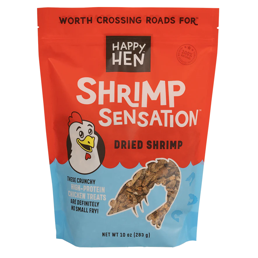 Happy Hen Shrimp Sensation | All-Natural Dried Shrimp Treats for Chickens | 10 oz Bag