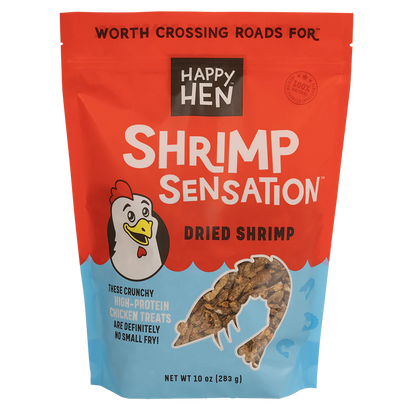 Happy Hen Shrimp Sensation | All-Natural Dried Shrimp Treats for Chickens | 10 oz Bag
