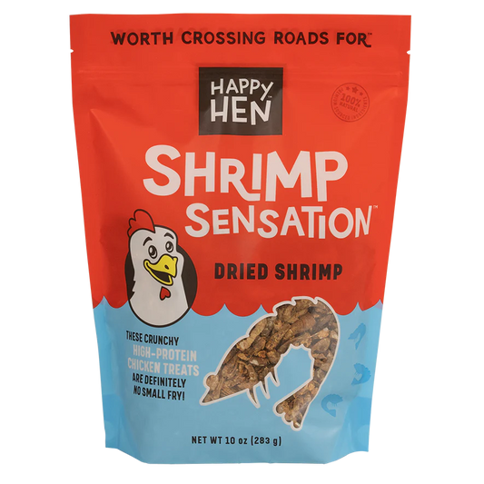 Happy Hen Shrimp Sensation | All-Natural Dried Shrimp Treats for Chickens | 10 oz Bag