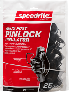 Speedrite Black Wood Post Pinlock Electric Fence Insulator - 25 Pack